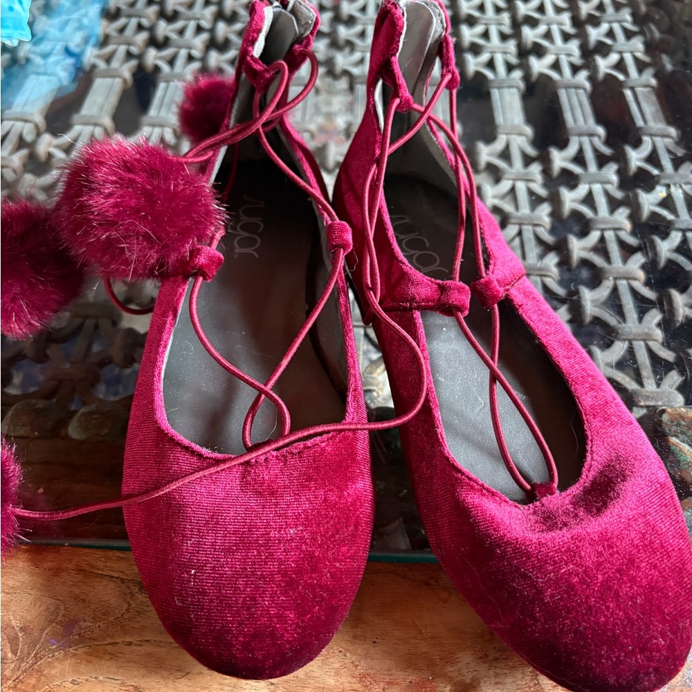 Sugar Kids Burgundy Velvet Dress Shoes